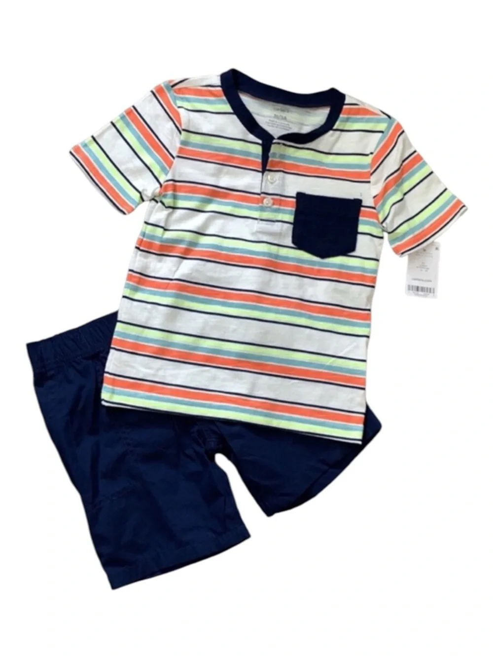 Carter’s Toddler Boy’s 2-Piece Striped Henley and Shorts Set